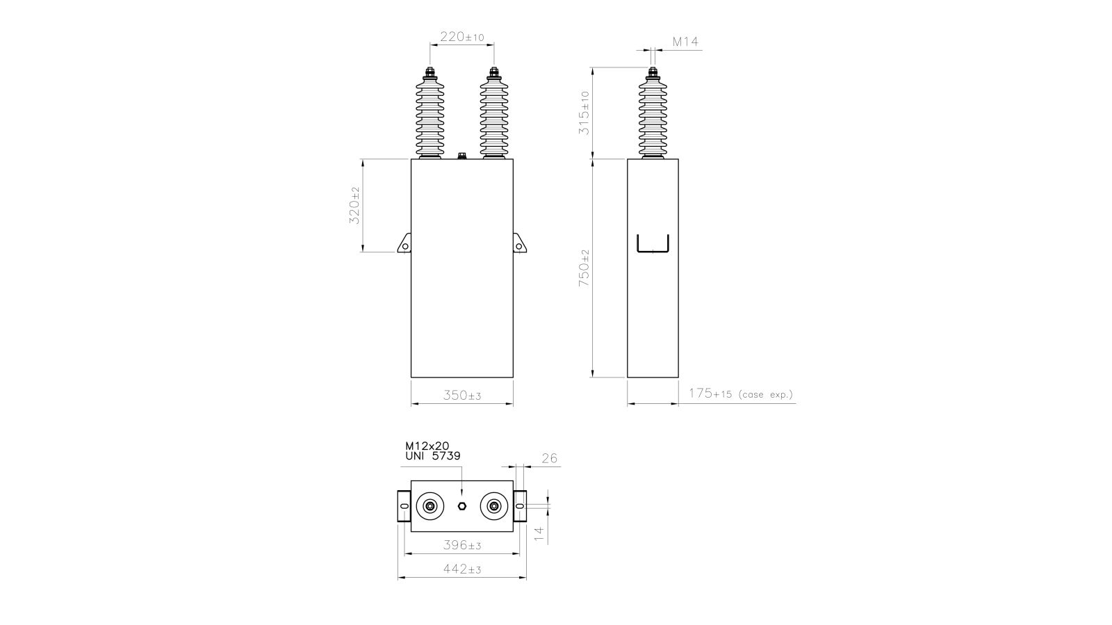 Icar BIORIPHASO/TF AT 10/12 10 µF Capacitor, 12 kV Voltage, 50/60 Hz Frequency – Model: BIORIPHASO/TF AT 10/12, Nominal Capacitance: 10 µF, Nominal Voltage: 12 kV, Nominal Frequency: 50/60 Hz, Insulation Level: 28/75 kV, Standard: IEC 60358 (1990). - Genuine Icar Industrial Spare Part